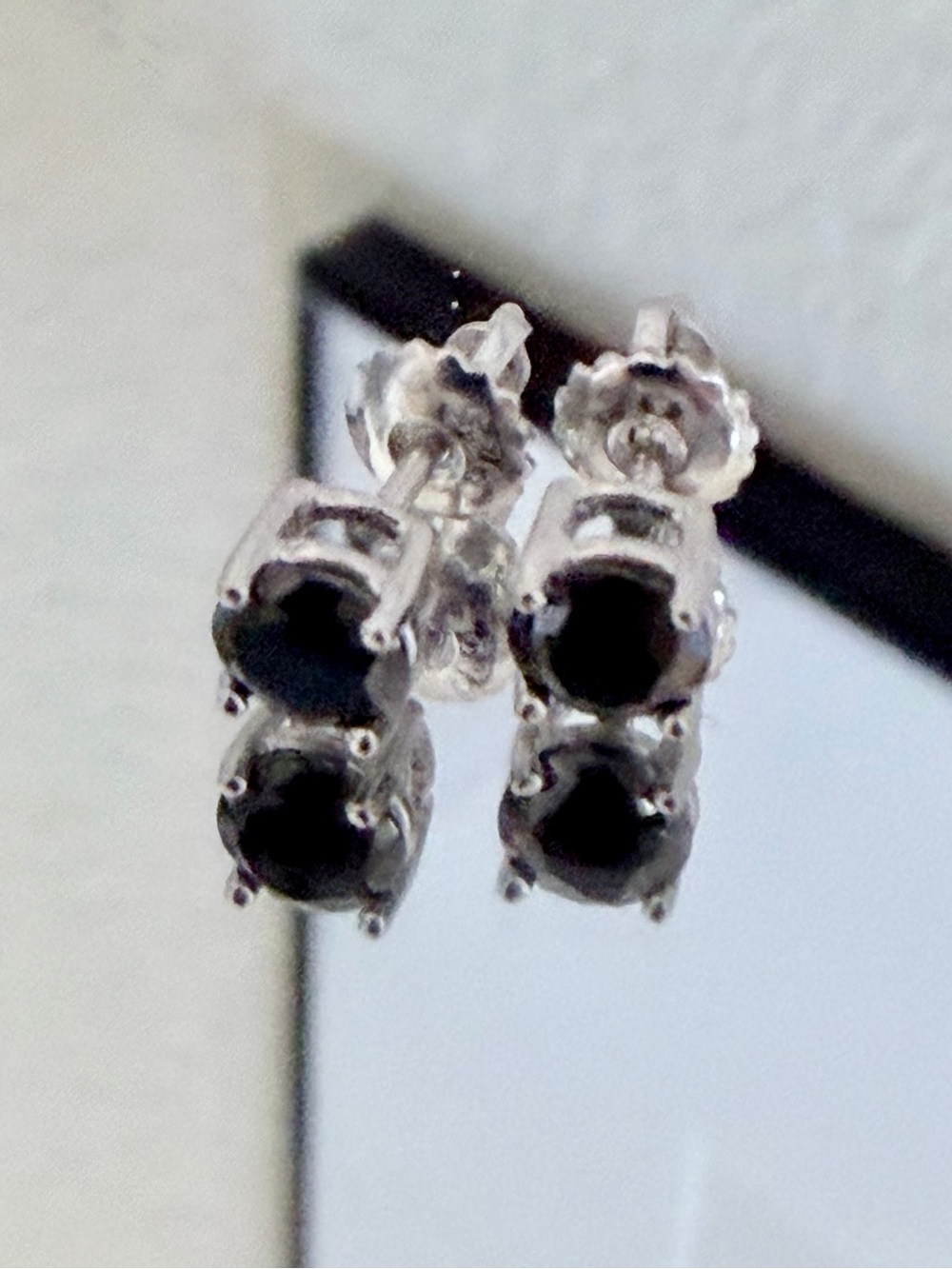 Sterling Silver 925 Black Rhodium Classic Round Stud Earrings SEE VIDEO!